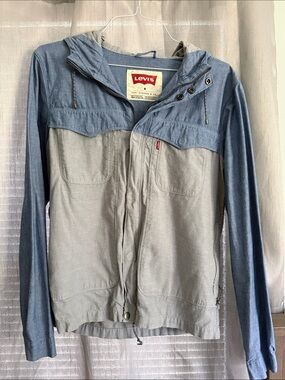 Levi's Two-Tone Hooded Jacket in Blue & Light Gray